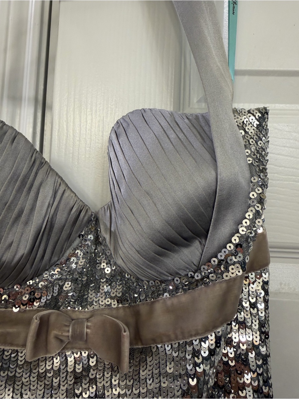 Marciano Silver Sequin Halter Dress - Picture 3 of 6